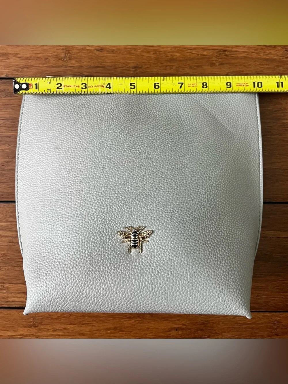 Alice Wheeler London Textured Faux-Leather Zip Cosmetic Pouch Light Gray